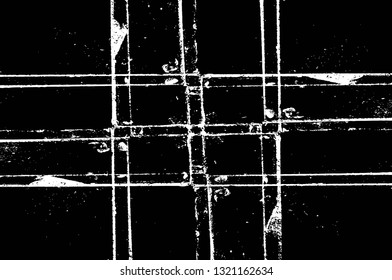 Rough, scratch, splatter grunge pattern design brush strokes. Overlay texture. Faded black-white dyed paper texture. Sketch grunge design. Use for poster, cover, banner, mock-up, stickers layout.