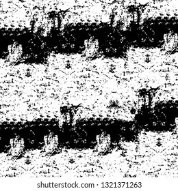 Rough, scratch, splatter grunge pattern design brush strokes. Overlay texture. Faded black-white dyed paper texture. Sketch grunge design. Use for poster, cover, banner, mock-up, stickers layout.