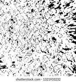 Rough, scratch, splatter grunge pattern design brush strokes. Overlay texture. Faded black-white dyed paper texture. Sketch grunge design. Use for poster, cover, banner, mock-up, stickers layout.