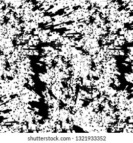 Rough, scratch, splatter grunge pattern design brush strokes. Overlay texture. Faded black-white dyed paper texture. Sketch grunge design. Use for poster, cover, banner, mock-up, stickers layout.