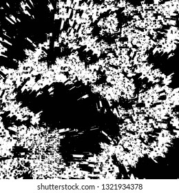 Rough, scratch, splatter grunge pattern design brush strokes. Overlay texture. Faded black-white dyed paper texture. Sketch grunge design. Use for poster, cover, banner, mock-up, stickers layout.