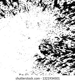 Rough, scratch, splatter grunge pattern design brush strokes. Overlay texture. Faded black-white dyed paper texture. Sketch grunge design. Use for poster, cover, banner, mock-up, stickers layout.