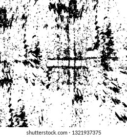 Rough, scratch, splatter grunge pattern design brush strokes. Overlay texture. Faded black-white dyed paper texture. Sketch grunge design. Use for poster, cover, banner, mock-up, stickers layout.