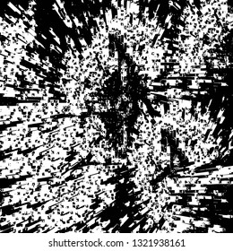 Rough, scratch, splatter grunge pattern design brush strokes. Overlay texture. Faded black-white dyed paper texture. Sketch grunge design. Use for poster, cover, banner, mock-up, stickers layout.