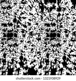 Rough, scratch, splatter grunge pattern design brush strokes. Overlay texture. Faded black-white dyed paper texture. Sketch grunge design. Use for poster, cover, banner, mock-up, stickers layout.