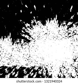 Rough, scratch, splatter grunge pattern design brush strokes. Overlay texture. Faded black-white dyed paper texture. Sketch grunge design. Use for poster, cover, banner, mock-up, stickers layout.
