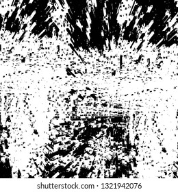 Rough, scratch, splatter grunge pattern design brush strokes. Overlay texture. Faded black-white dyed paper texture. Sketch grunge design. Use for poster, cover, banner, mock-up, stickers layout.