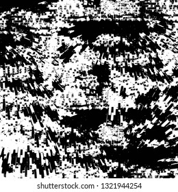 Rough, scratch, splatter grunge pattern design brush strokes. Overlay texture. Faded black-white dyed paper texture. Sketch grunge design. Use for poster, cover, banner, mock-up, stickers layout.