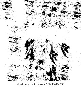 Rough, scratch, splatter grunge pattern design brush strokes. Overlay texture. Faded black-white dyed paper texture. Sketch grunge design. Use for poster, cover, banner, mock-up, stickers layout.