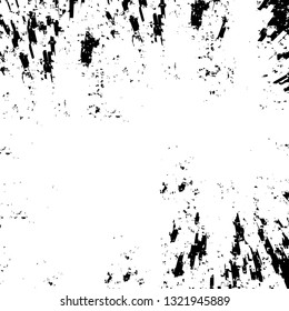Rough, scratch, splatter grunge pattern design brush strokes. Overlay texture. Faded black-white dyed paper texture. Sketch grunge design. Use for poster, cover, banner, mock-up, stickers layout.