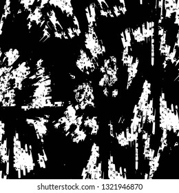 Rough, scratch, splatter grunge pattern design brush strokes. Overlay texture. Faded black-white dyed paper texture. Sketch grunge design. Use for poster, cover, banner, mock-up, stickers layout.