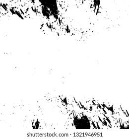 Rough, scratch, splatter grunge pattern design brush strokes. Overlay texture. Faded black-white dyed paper texture. Sketch grunge design. Use for poster, cover, banner, mock-up, stickers layout.