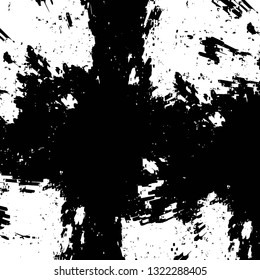 Rough, scratch, splatter grunge pattern design brush strokes. Overlay texture. Faded black-white dyed paper texture. Sketch grunge design. Use for poster, cover, banner, mock-up, stickers layout.