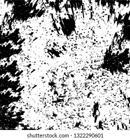Rough, scratch, splatter grunge pattern design brush strokes. Overlay texture. Faded black-white dyed paper texture. Sketch grunge design. Use for poster, cover, banner, mock-up, stickers layout.