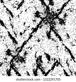 Rough, scratch, splatter grunge pattern design brush strokes. Overlay texture. Faded black-white dyed paper texture. Sketch grunge design. Use for poster, cover, banner, mock-up, stickers layout.