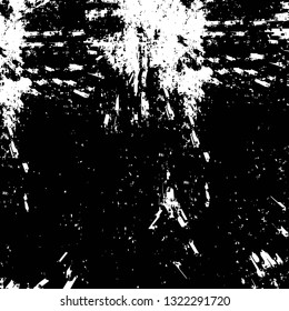 Rough, scratch, splatter grunge pattern design brush strokes. Overlay texture. Faded black-white dyed paper texture. Sketch grunge design. Use for poster, cover, banner, mock-up, stickers layout.