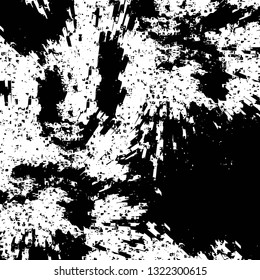 Rough, scratch, splatter grunge pattern design brush strokes. Overlay texture. Faded black-white dyed paper texture. Sketch grunge design. Use for poster, cover, banner, mock-up, stickers layout.