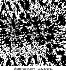 Rough, scratch, splatter grunge pattern design brush strokes. Overlay texture. Faded black-white dyed paper texture. Sketch grunge design. Use for poster, cover, banner, mock-up, stickers layout.