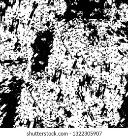 Rough, scratch, splatter grunge pattern design brush strokes. Overlay texture. Faded black-white dyed paper texture. Sketch grunge design. Use for poster, cover, banner, mock-up, stickers layout.
