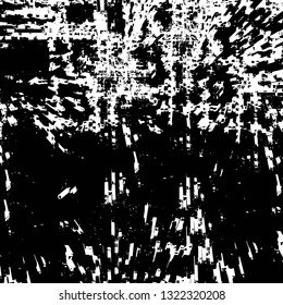 Rough, scratch, splatter grunge pattern design brush strokes. Overlay texture. Faded black-white dyed paper texture. Sketch grunge design. Use for poster, cover, banner, mock-up, stickers layout.