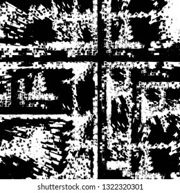 Rough, scratch, splatter grunge pattern design brush strokes. Overlay texture. Faded black-white dyed paper texture. Sketch grunge design. Use for poster, cover, banner, mock-up, stickers layout.