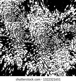 Rough, scratch, splatter grunge pattern design brush strokes. Overlay texture. Faded black-white dyed paper texture. Sketch grunge design. Use for poster, cover, banner, mock-up, stickers layout.