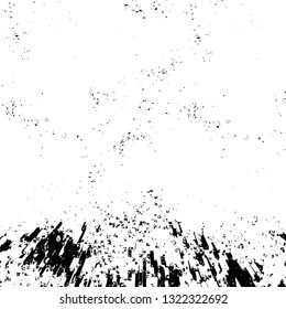 Rough, scratch, splatter grunge pattern design brush strokes. Overlay texture. Faded black-white dyed paper texture. Sketch grunge design. Use for poster, cover, banner, mock-up, stickers layout.