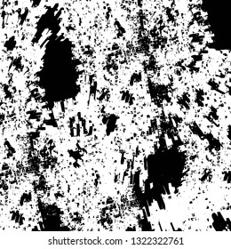 Rough, scratch, splatter grunge pattern design brush strokes. Overlay texture. Faded black-white dyed paper texture. Sketch grunge design. Use for poster, cover, banner, mock-up, stickers layout.
