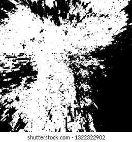 Rough, scratch, splatter grunge pattern design brush strokes. Overlay texture. Faded black-white dyed paper texture. Sketch grunge design. Use for poster, cover, banner, mock-up, stickers layout.