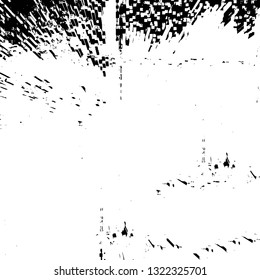 Rough, scratch, splatter grunge pattern design brush strokes. Overlay texture. Faded black-white dyed paper texture. Sketch grunge design. Use for poster, cover, banner, mock-up, stickers layout.