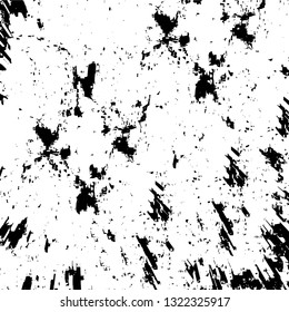 Rough, scratch, splatter grunge pattern design brush strokes. Overlay texture. Faded black-white dyed paper texture. Sketch grunge design. Use for poster, cover, banner, mock-up, stickers layout.
