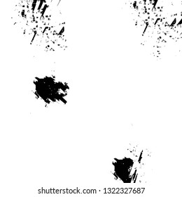 Rough, scratch, splatter grunge pattern design brush strokes. Overlay texture. Faded black-white dyed paper texture. Sketch grunge design. Use for poster, cover, banner, mock-up, stickers layout.