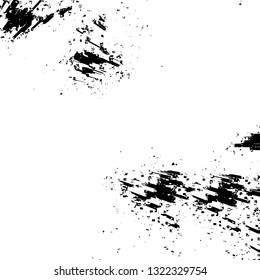 Rough, scratch, splatter grunge pattern design brush strokes. Overlay texture. Faded black-white dyed paper texture. Sketch grunge design. Use for poster, cover, banner, mock-up, stickers layout.
