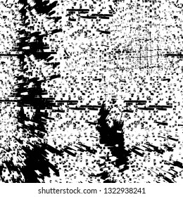 Rough, scratch, splatter grunge pattern design brush strokes. Overlay texture. Faded black-white dyed paper texture. Sketch grunge design. Use for poster, cover, banner, mock-up, stickers layout.