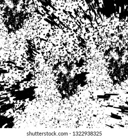 Rough, scratch, splatter grunge pattern design brush strokes. Overlay texture. Faded black-white dyed paper texture. Sketch grunge design. Use for poster, cover, banner, mock-up, stickers layout.