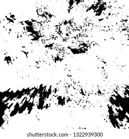 Rough, scratch, splatter grunge pattern design brush strokes. Overlay texture. Faded black-white dyed paper texture. Sketch grunge design. Use for poster, cover, banner, mock-up, stickers layout.