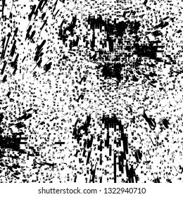 Rough, scratch, splatter grunge pattern design brush strokes. Overlay texture. Faded black-white dyed paper texture. Sketch grunge design. Use for poster, cover, banner, mock-up, stickers layout.
