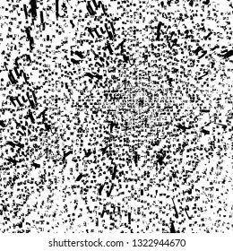 Rough, scratch, splatter grunge pattern design brush strokes. Overlay texture. Faded black-white dyed paper texture. Sketch grunge design. Use for poster, cover, banner, mock-up, stickers layout.
