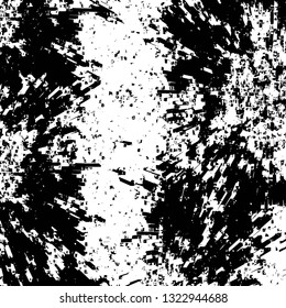 Rough, scratch, splatter grunge pattern design brush strokes. Overlay texture. Faded black-white dyed paper texture. Sketch grunge design. Use for poster, cover, banner, mock-up, stickers layout.