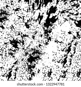 Rough, scratch, splatter grunge pattern design brush strokes. Overlay texture. Faded black-white dyed paper texture. Sketch grunge design. Use for poster, cover, banner, mock-up, stickers layout.