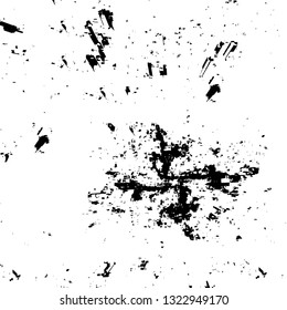 Rough, scratch, splatter grunge pattern design brush strokes. Overlay texture. Faded black-white dyed paper texture. Sketch grunge design. Use for poster, cover, banner, mock-up, stickers layout.