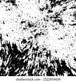 Rough, scratch, splatter grunge pattern design brush strokes. Overlay texture. Faded black-white dyed paper texture. Sketch grunge design. Use for poster, cover, banner, mock-up, stickers layout.