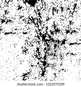 Rough, scratch, splatter grunge pattern design brush strokes. Overlay texture. Faded black-white dyed paper texture. Sketch grunge design. Use for poster, cover, banner, mock-up, stickers layout.