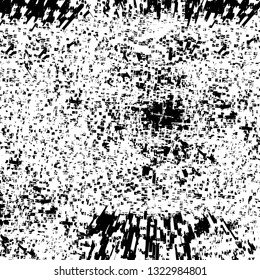 Rough, scratch, splatter grunge pattern design brush strokes. Overlay texture. Faded black-white dyed paper texture. Sketch grunge design. Use for poster, cover, banner, mock-up, stickers layout.