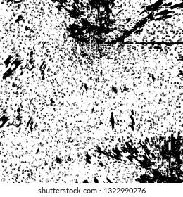 Rough, scratch, splatter grunge pattern design brush strokes. Overlay texture. Faded black-white dyed paper texture. Sketch grunge design. Use for poster, cover, banner, mock-up, stickers layout.