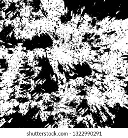 Rough, scratch, splatter grunge pattern design brush strokes. Overlay texture. Faded black-white dyed paper texture. Sketch grunge design. Use for poster, cover, banner, mock-up, stickers layout.