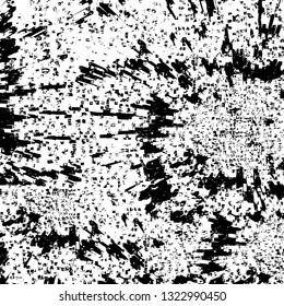 Rough, scratch, splatter grunge pattern design brush strokes. Overlay texture. Faded black-white dyed paper texture. Sketch grunge design. Use for poster, cover, banner, mock-up, stickers layout.