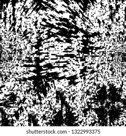 Rough, scratch, splatter grunge pattern design brush strokes. Overlay texture. Faded black-white dyed paper texture. Sketch grunge design. Use for poster, cover, banner, mock-up, stickers layout.