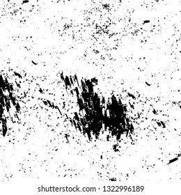 Rough, scratch, splatter grunge pattern design brush strokes. Overlay texture. Faded black-white dyed paper texture. Sketch grunge design. Use for poster, cover, banner, mock-up, stickers layout.