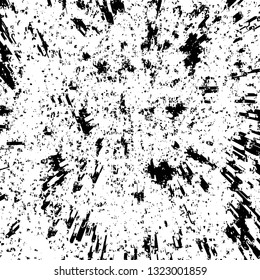 Rough, scratch, splatter grunge pattern design brush strokes. Overlay texture. Faded black-white dyed paper texture. Sketch grunge design. Use for poster, cover, banner, mock-up, stickers layout.